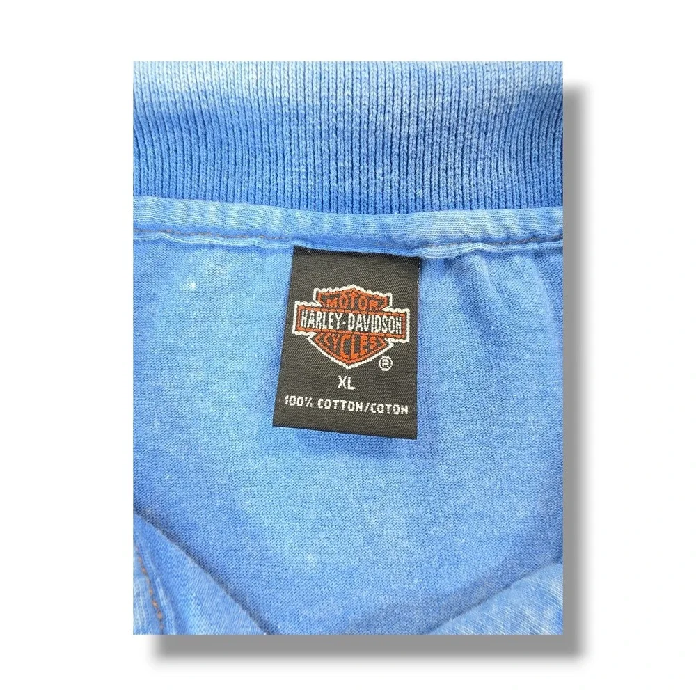 Vintage HARLEY DAVIDSON Embroidered Blue Polo Shirt Men's XL USA‎ Made